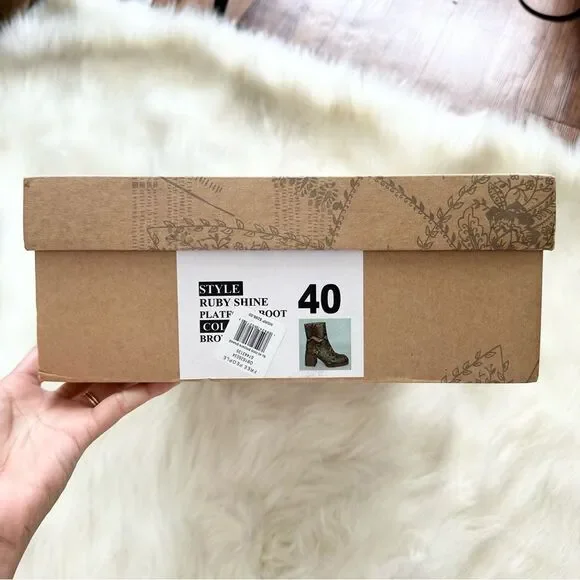 NIB Free People Ruby Platform Ankle Boots in Brown Snake Size 40 (9.5) - Picture 9 of 9